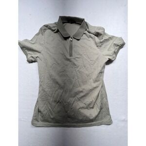 ROBERT BARAKETT Mens Textured Polo Shirt Short Sleeve Quarter Zip Size L